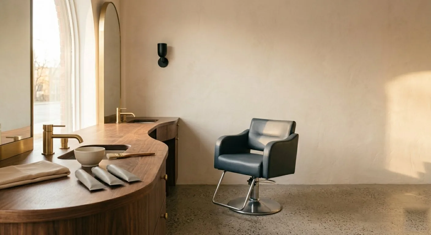 Quiet professional salon at golden hour